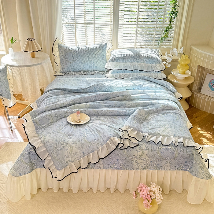 91家纺网 家纺一手货源 找家纺 金盛皇朝家纺 2025夏季新款冰丝凉豆豆床盖凉席 洛可可蔓