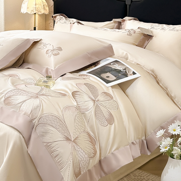 91家纺网 家纺一手货源 找家纺 （总）【直播爆款】A类全棉四件套纯棉轻奢重工刺绣床单床笠夏季床单床笠床上用品