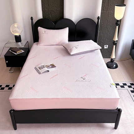 网客家纺 2025新款凉豆豆凉感麻绳床笠款凉席 花朵款-贝壳粉