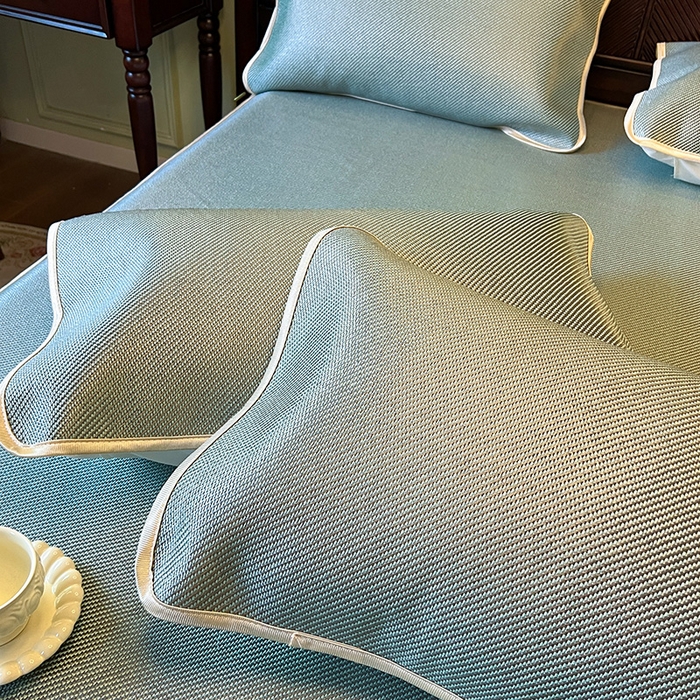 91家纺网 家纺一手货源 找家纺 网红馆（ck家纺） 2025新款可脱卸床裙款冰藤席-盛夏繁星 荷绿