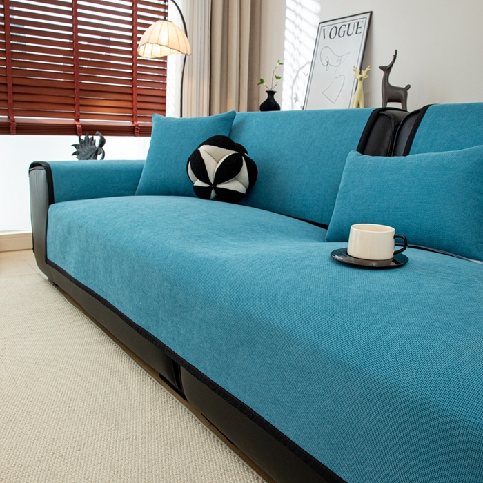 91家纺网 家纺一手货源 找家纺 沐沐家纺 2026新款沐春沙发垫 海风蓝