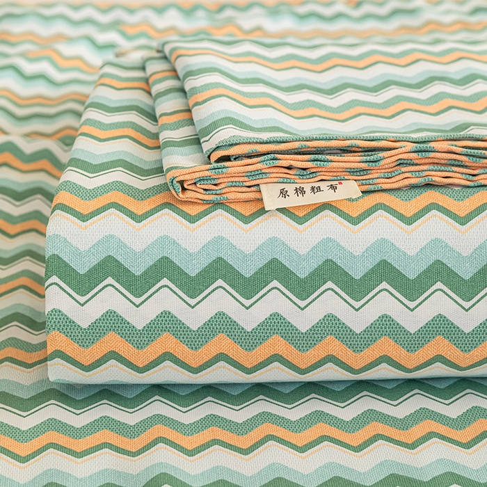 91家纺网 家纺一手货源 找家纺 芃成家纺 2025新款加厚老粗布床单 波西米亚-绿