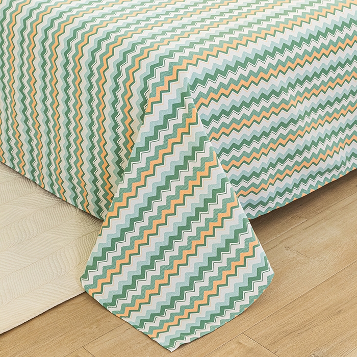 91家纺网 家纺一手货源 找家纺 芃成家纺 2025新款加厚老粗布床单 波西米亚-绿