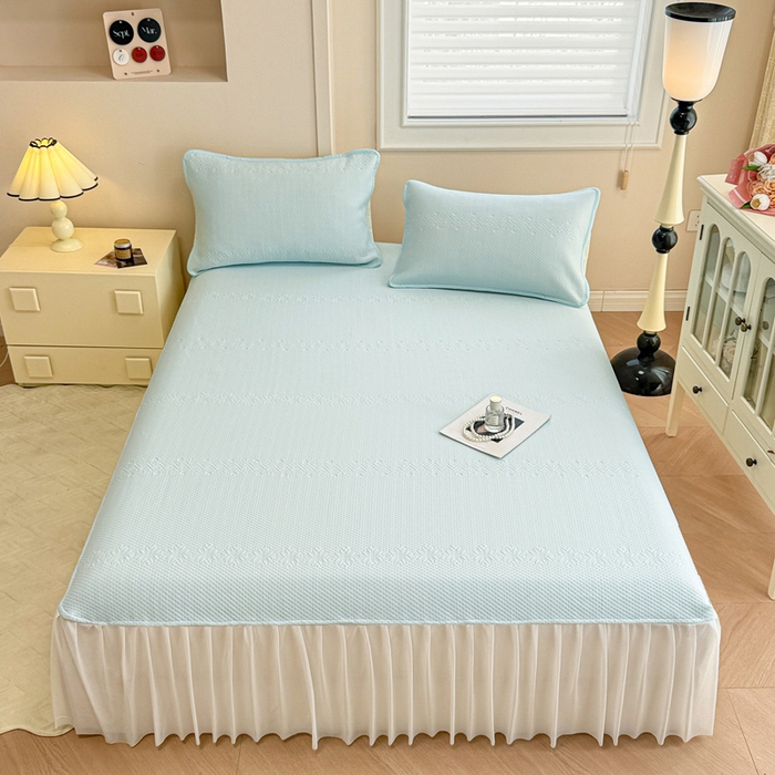 91家纺网 家纺一手货源 找家纺 布卢姆床垫 2025新款A类PE乙纶冰豆豆凉席床裙款 雪花