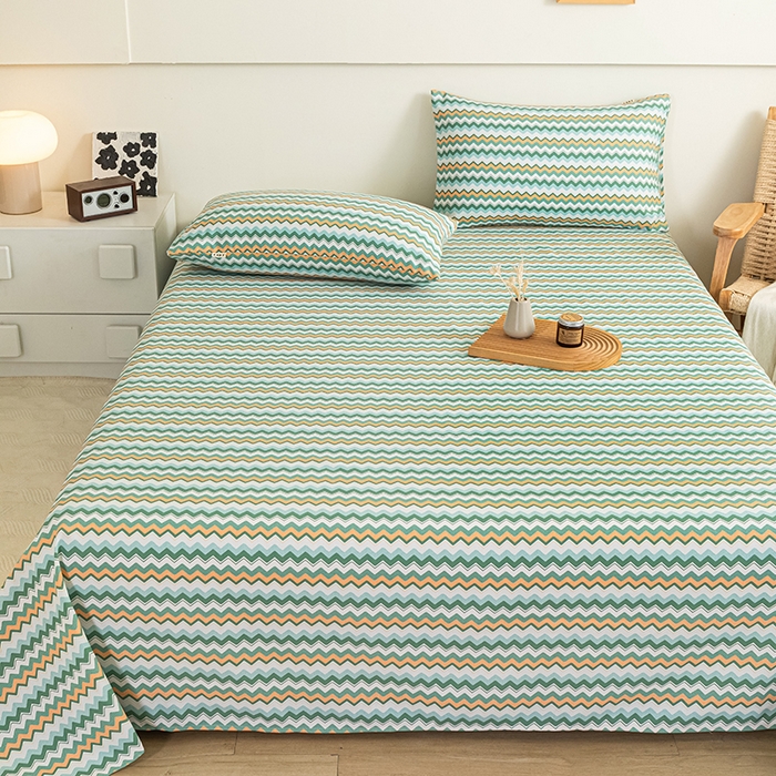 91家纺网 家纺一手货源 找家纺 芃成家纺 2025新款加厚老粗布床单 波西米亚-绿