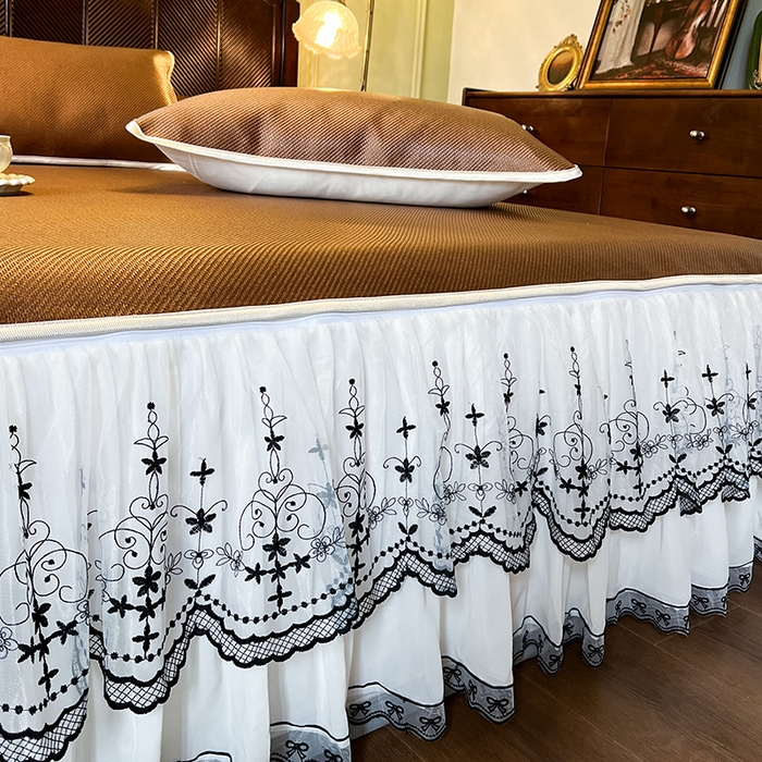 91家纺网 家纺一手货源 找家纺 网红馆（ck家纺） 2025新款可脱卸床裙款冰藤席-盛夏繁星 栗棕