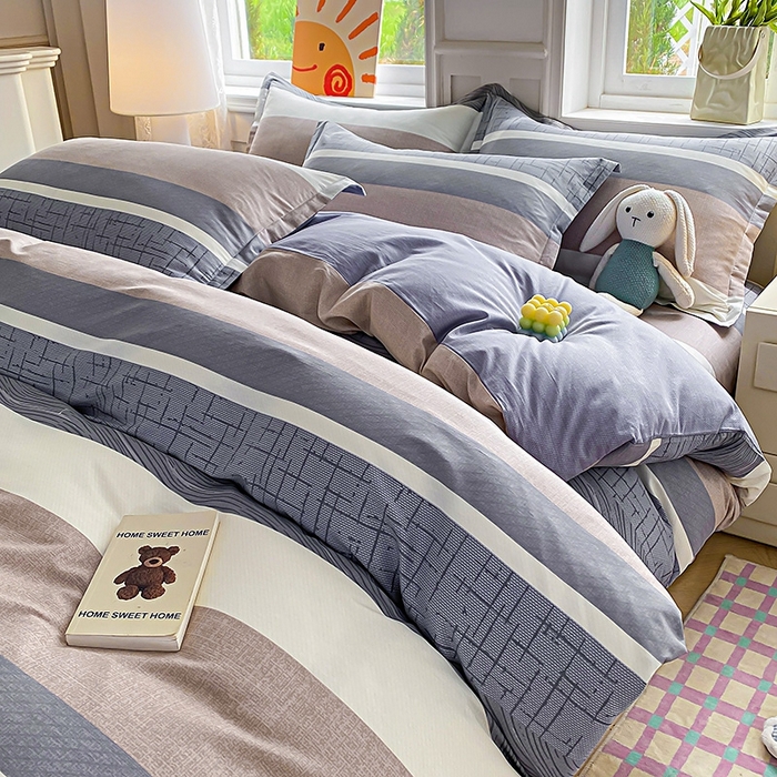 91家纺网 家纺一手货源 找家纺 天之爱 2025新款全棉印花四件套 布兰卡-灰