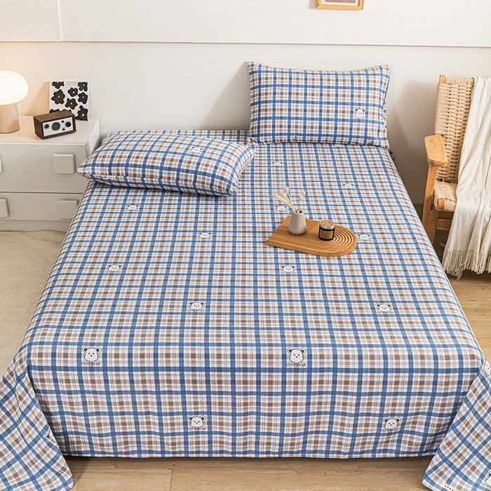 91家纺网 家纺一手货源 找家纺 芃成家纺 2025新款加厚老粗布床单 呆呆熊