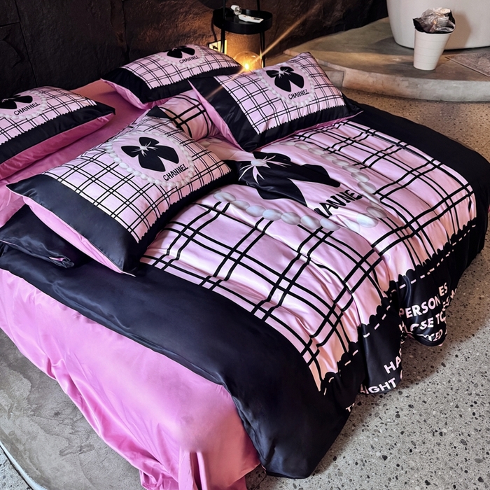 91家纺网 家纺一手货源 找家纺 丽斐纺织 2025新款冰丝四件套 黑粉格格