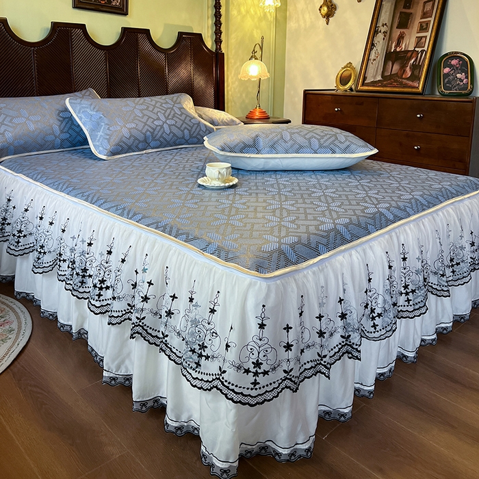 91家纺网 家纺一手货源 找家纺 网红馆（ck家纺） 2025新款可脱卸床裙款冰藤席-盛夏繁星 雾清