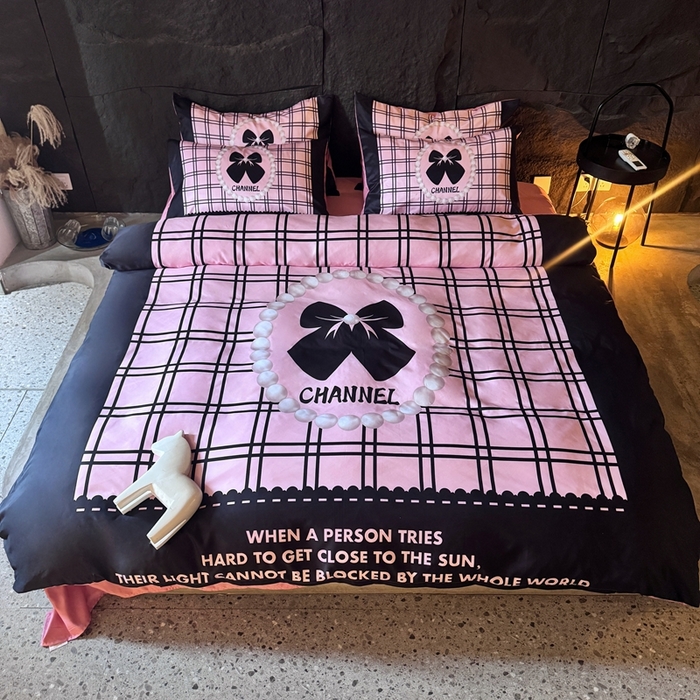 91家纺网 家纺一手货源 找家纺 丽斐纺织 2025新款冰丝四件套 黑粉格格