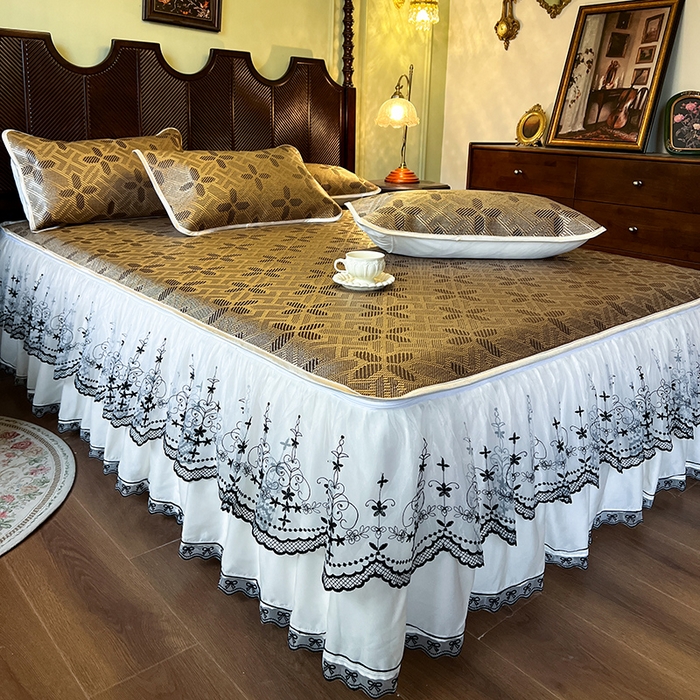 91家纺网 家纺一手货源 找家纺 网红馆（ck家纺） 2025新款可脱卸床裙款冰藤席-盛夏繁星 夏巧