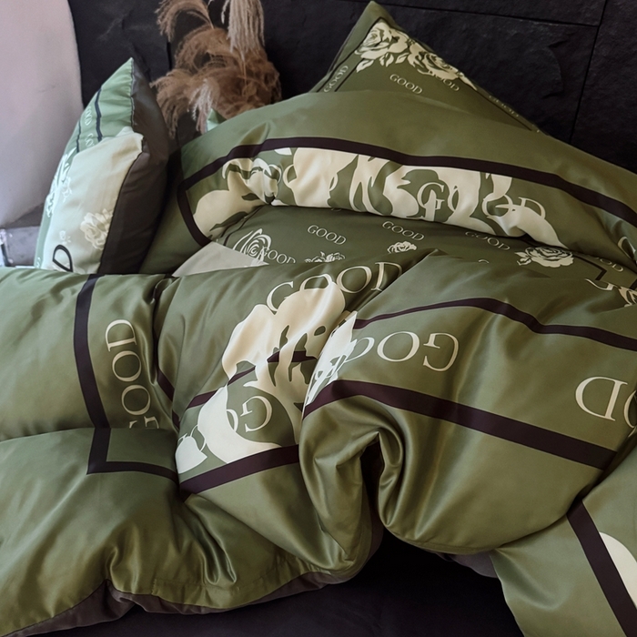 91家纺网 家纺一手货源 找家纺 丽斐纺织 2025新款冰丝四件套 青缇玫瑰