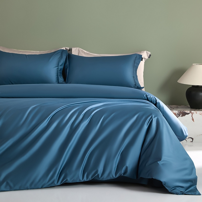 91家纺网 家纺一手货源 找家纺 禾时 2025新款轻奢A类100SPro新疆长绒棉四件套全棉纯棉高定款 宾利蓝