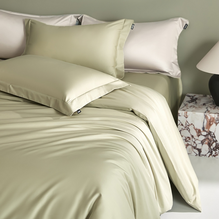 91家纺网 家纺一手货源 找家纺 禾时 2025新款轻奢A类100SPro新疆长绒棉四件套全棉纯棉高定款 抹茶绿