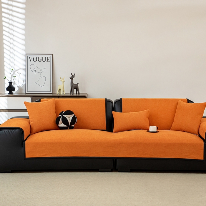 91家纺网 家纺一手货源 找家纺 沐沐家纺 2026新款沐春沙发垫 柑橘橙