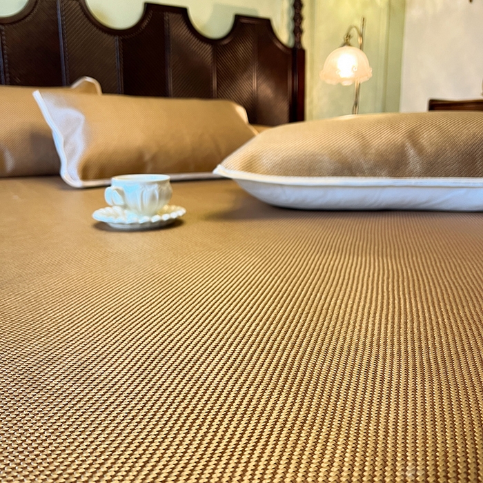 91家纺网 家纺一手货源 找家纺 网红馆（ck家纺） 2025新款可脱卸床裙款冰藤席-盛夏繁星 浅棕