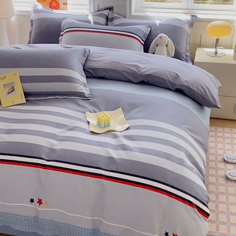 91家纺网 家纺一手货源 找家纺 天之爱 2025新款全棉印花单被套 沐光-灰