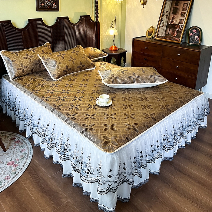 91家纺网 家纺一手货源 找家纺 网红馆（ck家纺） 2025新款可脱卸床裙款冰藤席-盛夏繁星 夏巧