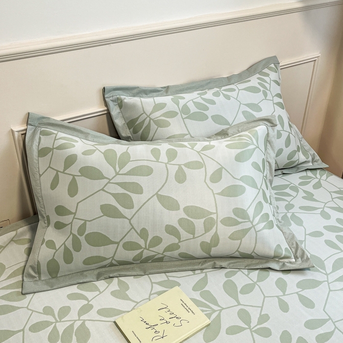 91家纺网 家纺一手货源 找家纺 宜代光年 2025新款冷凝丝可水洗提花凉感席-床席款 凉感叶繁-绿