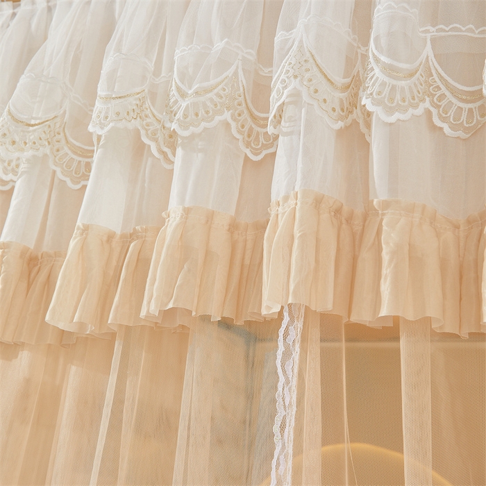 91家纺网 家纺一手货源 找家纺 迪凡保罗蚊帐 2025新款2513款双轨铝合金落地导轨蚊帐 杏仁色