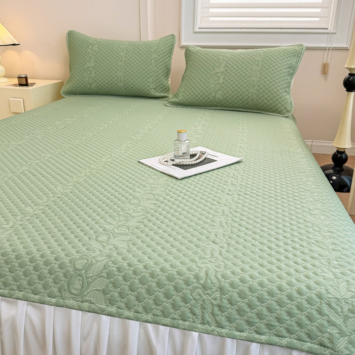 91家纺网 家纺一手货源 找家纺 布卢姆床垫 2025新款A类PE乙纶冰豆豆凉席床裙款 夏日藤萝 绿