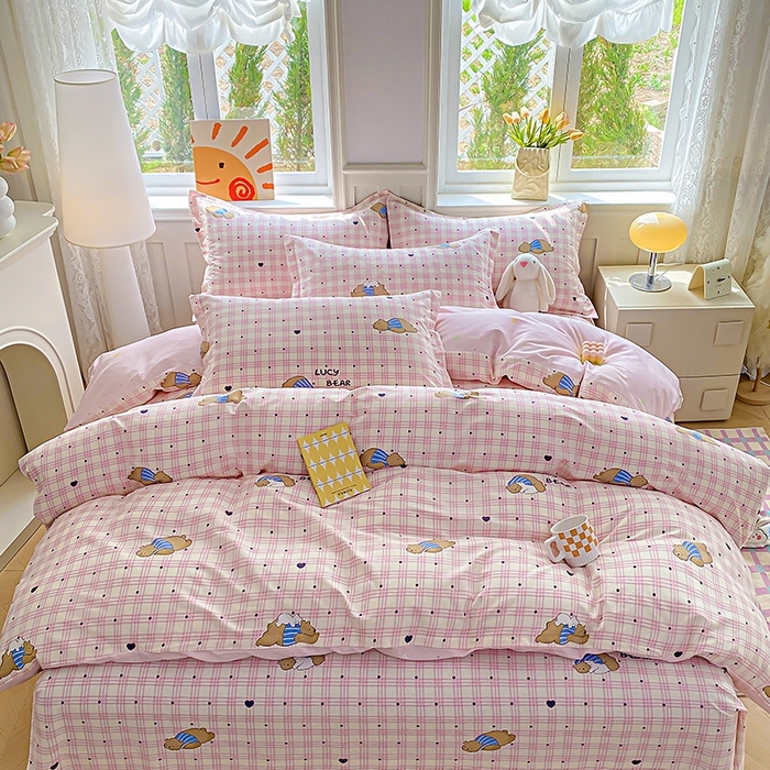 91家纺网 家纺一手货源 找家纺 天之爱 2025新款全棉印花四件套 趴趴熊