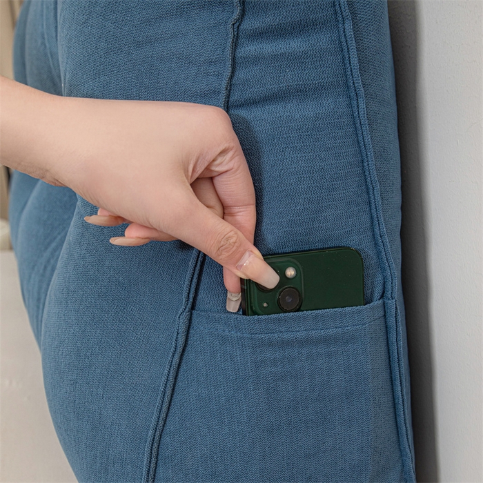 91家纺网 家纺一手货源 找家纺 沐沐家纺 2026新款雪尼绒三角靠背带头枕 孔雀蓝