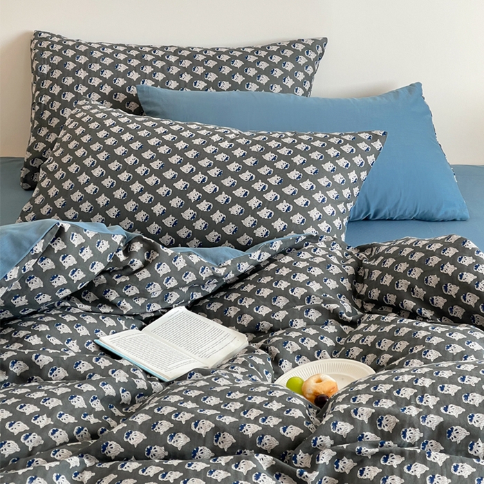 91家纺网 家纺一手货源 找家纺 （总）萝莉家纺 2025新款全棉复古美式风水洗双层纱印花四件套