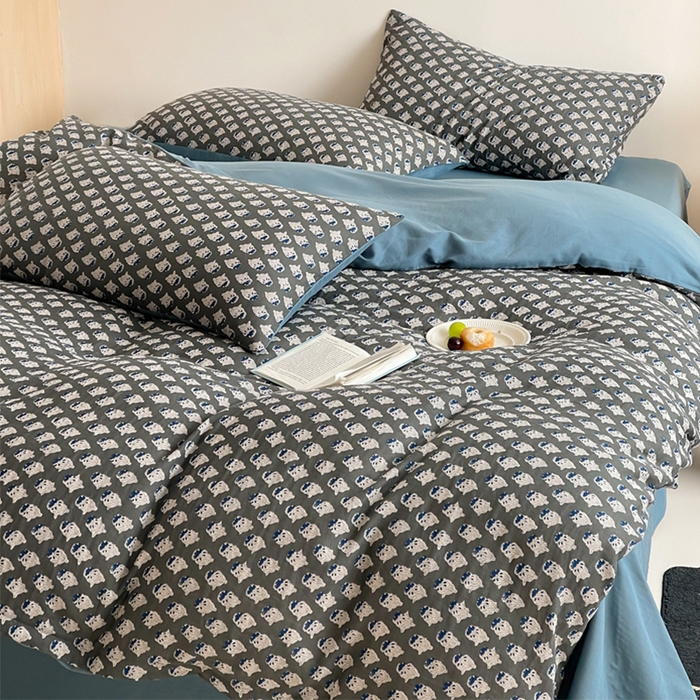 91家纺网 家纺一手货源 找家纺 （总）萝莉家纺 2025新款全棉复古美式风水洗双层纱印花四件套