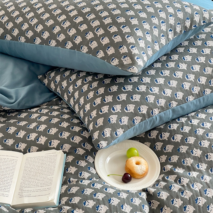 91家纺网 家纺一手货源 找家纺 （总）萝莉家纺 2025新款全棉复古美式风水洗双层纱印花四件套