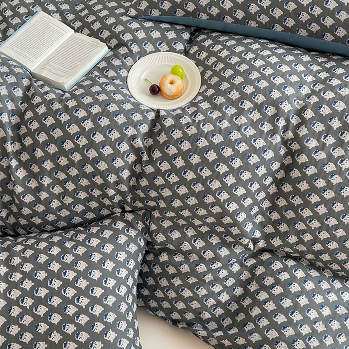 91家纺网 家纺一手货源 找家纺 （总）萝莉家纺 2025新款全棉复古美式风水洗双层纱印花四件套