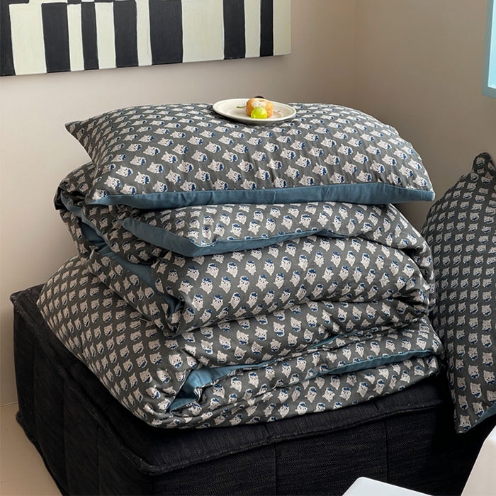 91家纺网 家纺一手货源 找家纺 （总）萝莉家纺 2025新款全棉复古美式风水洗双层纱印花四件套