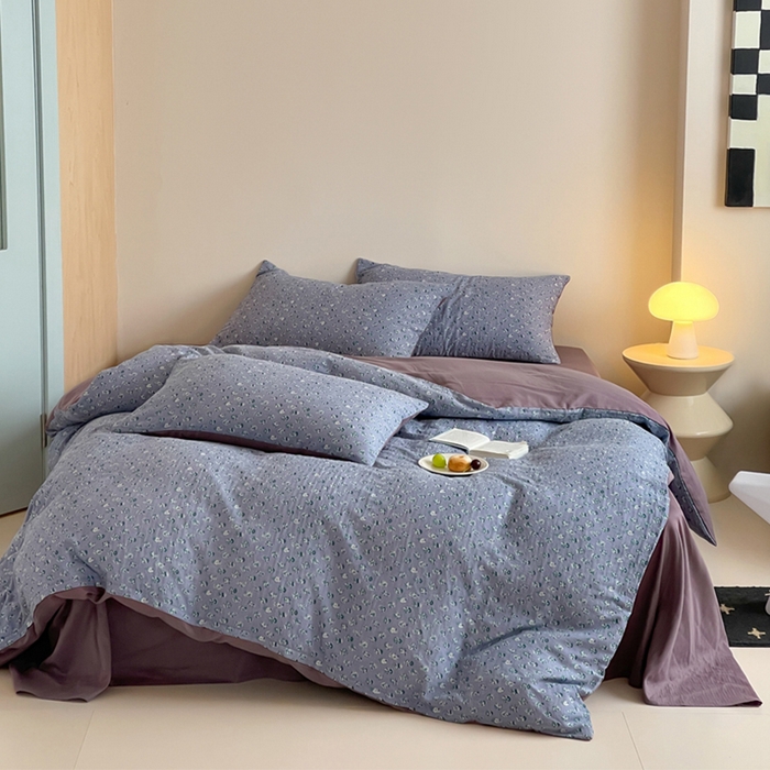 91家纺网 家纺一手货源 找家纺 （总）萝莉家纺 2025新款全棉复古美式风水洗双层纱印花四件套