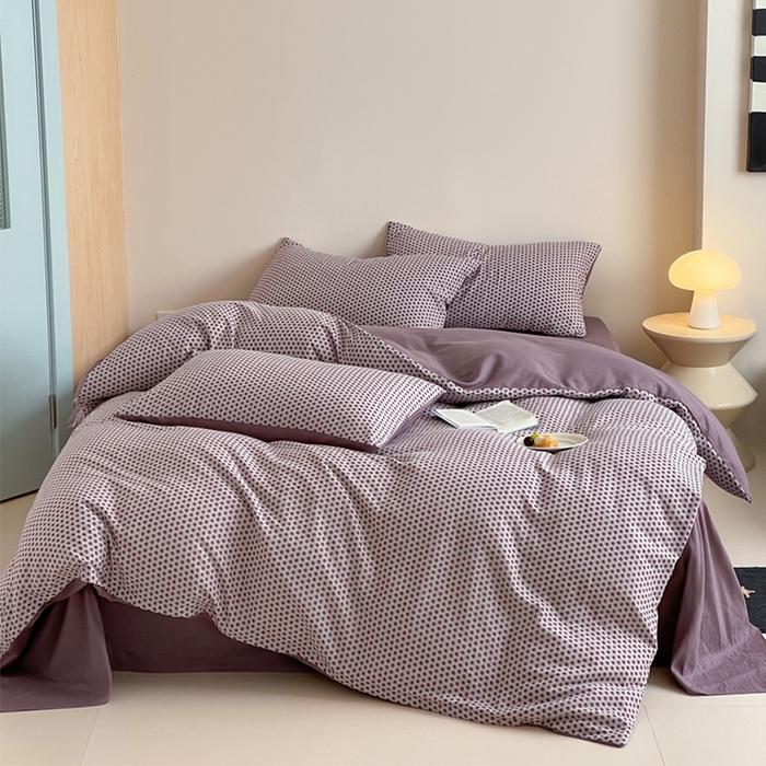 91家纺网 家纺一手货源 找家纺 （总）萝莉家纺 2025新款全棉复古美式风水洗双层纱印花四件套