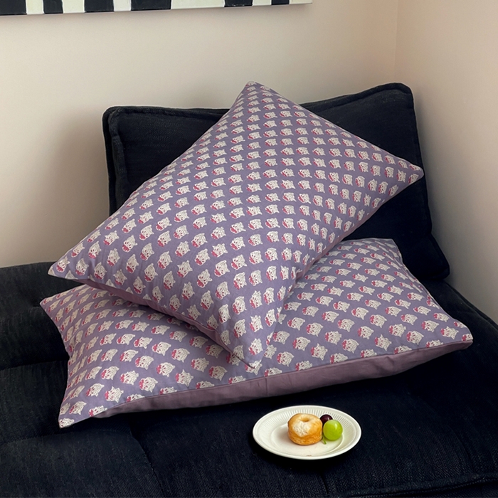 91家纺网 家纺一手货源 找家纺 萝莉家纺 2025新款全棉复古美式风水洗双层纱印花四件套 沧海紫