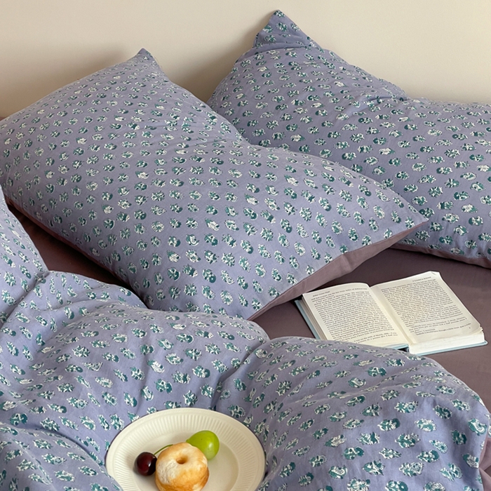 91家纺网 家纺一手货源 找家纺 萝莉家纺 2025新款全棉复古美式风水洗双层纱印花四件套 纯情