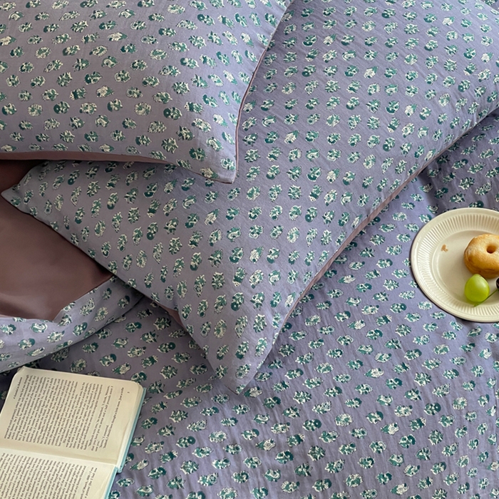 91家纺网 家纺一手货源 找家纺 萝莉家纺 2025新款全棉复古美式风水洗双层纱印花四件套 纯情