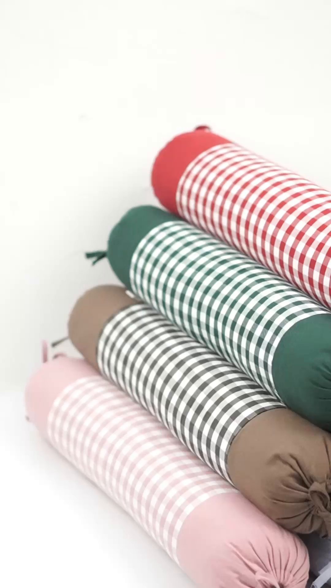 91家纺网 家纺一手货源 找家纺 （总）芯洲 2025新款全棉圆柱格子老粗布荞麦枕简约成人牵引枕枕头枕芯