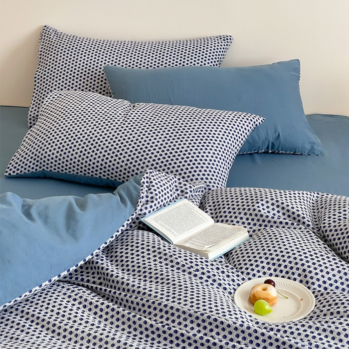 91家纺网 家纺一手货源 找家纺 萝莉家纺 2025新款全棉复古美式风水洗双层纱印花四件套 花蕾兰