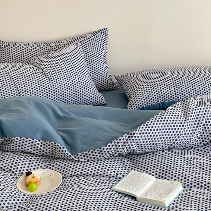 91家纺网 家纺一手货源 找家纺 萝莉家纺 2025新款全棉复古美式风水洗双层纱印花四件套 花蕾兰