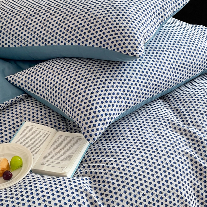 91家纺网 家纺一手货源 找家纺 萝莉家纺 2025新款全棉复古美式风水洗双层纱印花四件套 花蕾兰