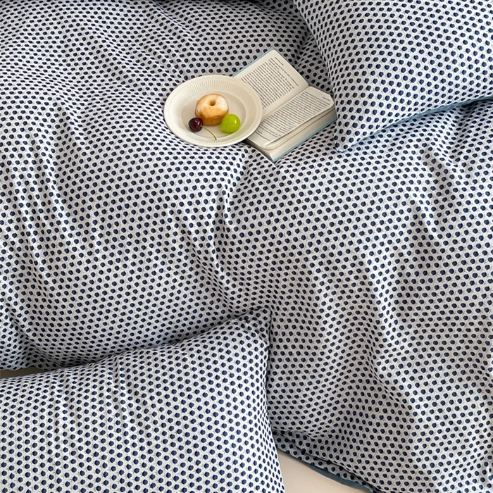 91家纺网 家纺一手货源 找家纺 萝莉家纺 2025新款全棉复古美式风水洗双层纱印花四件套 花蕾兰