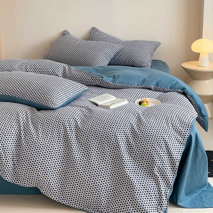 91家纺网 家纺一手货源 找家纺 萝莉家纺 2025新款全棉复古美式风水洗双层纱印花四件套 花蕾兰