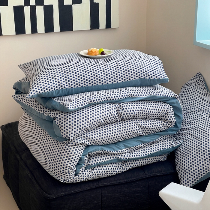 91家纺网 家纺一手货源 找家纺 萝莉家纺 2025新款全棉复古美式风水洗双层纱印花四件套 花蕾兰