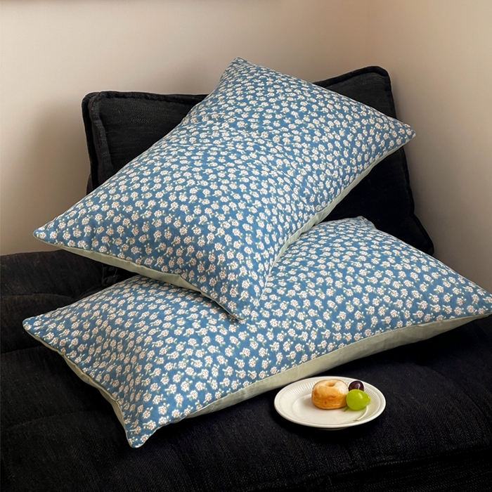 91家纺网 家纺一手货源 找家纺 萝莉家纺 2025新款全棉复古美式风水洗双层纱印花四件套 深兰