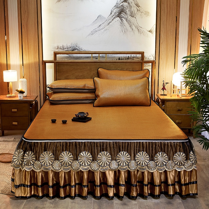 网红馆（ck家纺） 2025新款冰藤席凉席席子床裙系列 蔓心 -古藤咖