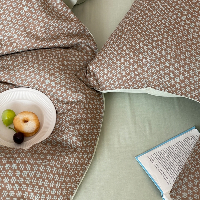 91家纺网 家纺一手货源 找家纺 萝莉家纺 2025新款全棉复古美式风水洗双层纱印花四件套 五角梅