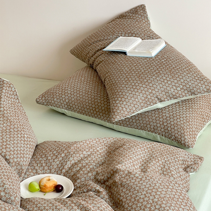 91家纺网 家纺一手货源 找家纺 萝莉家纺 2025新款全棉复古美式风水洗双层纱印花四件套 五角梅