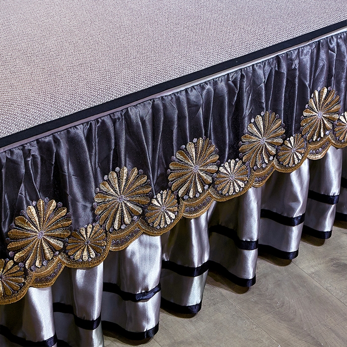 91家纺网 家纺一手货源 找家纺 网红馆（ck家纺） 2025新款冰藤席凉席席子床裙系列 蔓心 -雾灰色